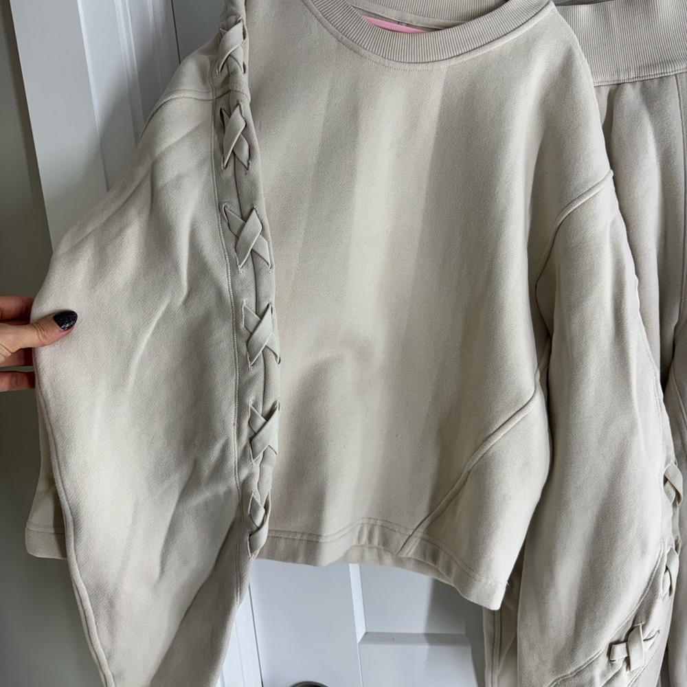 Cream lululemon tracksuit